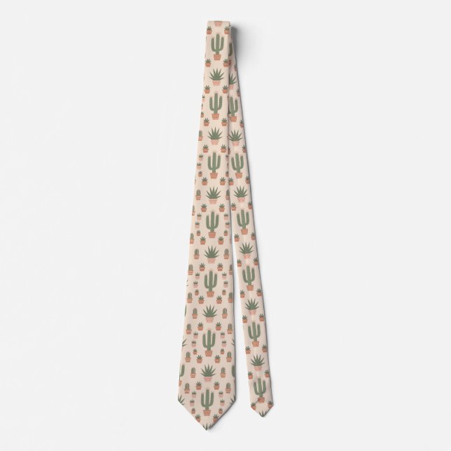 Boho Cacti Pattern Neck Tie (Front)