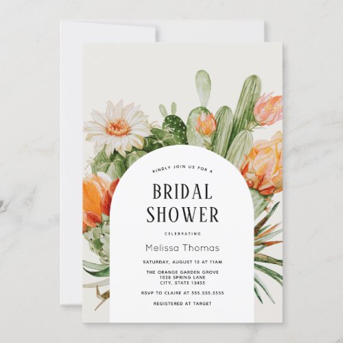 Boho Cactus Arch Bridal Shower Invitation