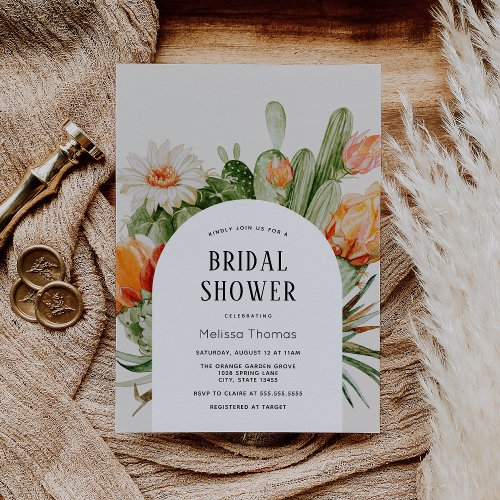 Boho Cactus Arch Bridal Shower Invitation