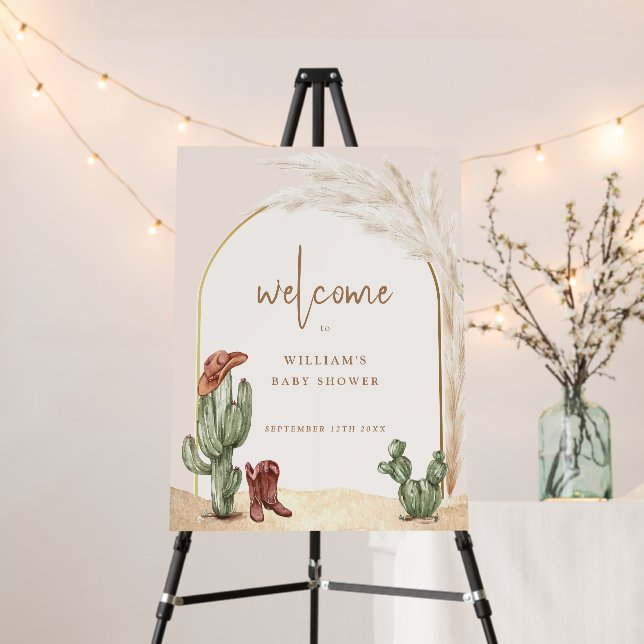 Boho Cactus Arch Desert Cowboy Baby Shower Welcome Foam Board (In Situ (Stand))