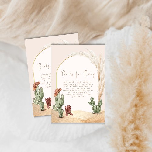 Boho Cactus Arch Desert Cowboy Books Baby Shower  Enclosure Card