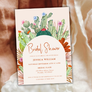 Boho Cactus Arch Desert Pampas Bridal Shower Invitation