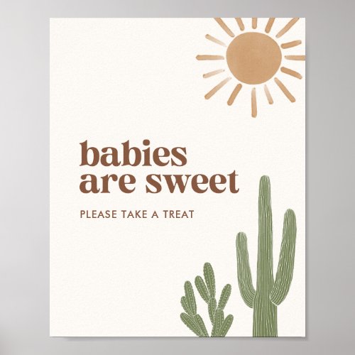 Boho Cactus Baby Shower Babies are Sweet Sign