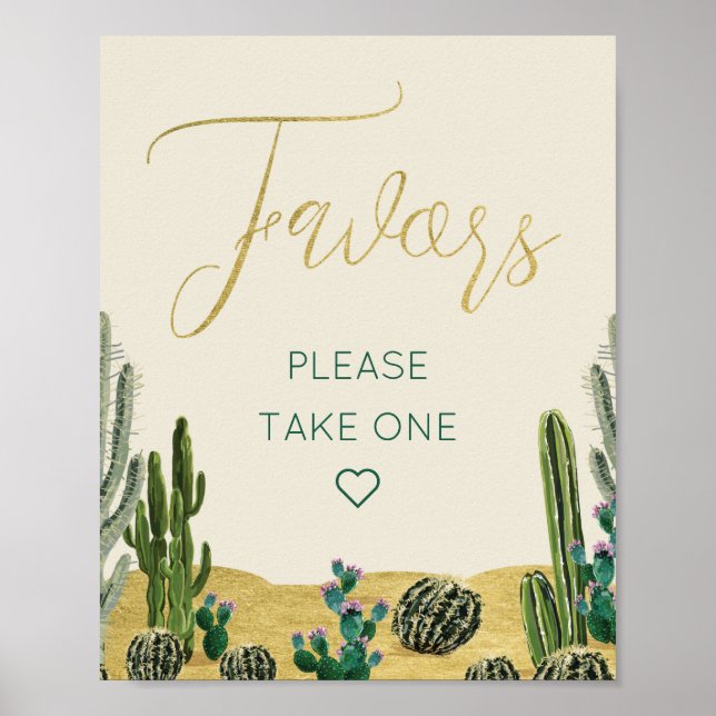 Boho Cactus Baby Shower Favors Sign (Front)