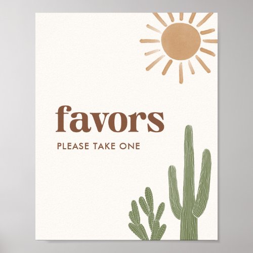 Boho Cactus Baby Shower Favors Sign