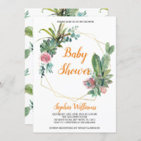 Boho Cactus Baby Shower Invitation