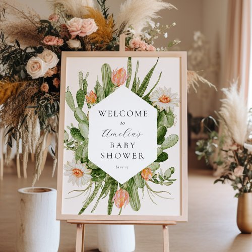 Boho Cactus Baby Shower Welcome Sign