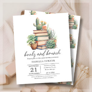Boho Cactus Books & Brunch Baby Shower Invitation