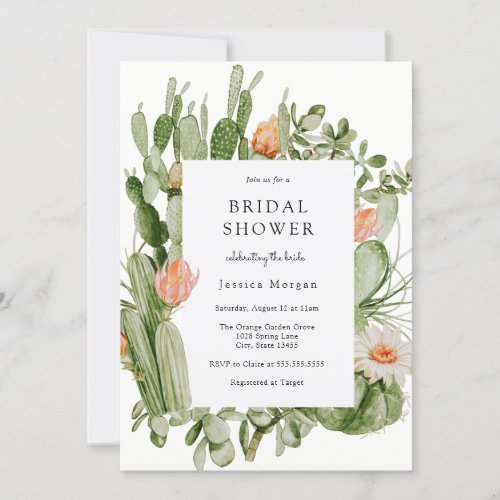 Boho Cactus Bridal Shower Invitation