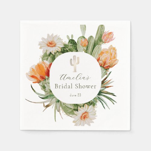 Boho Cactus Bridal Shower Napkins