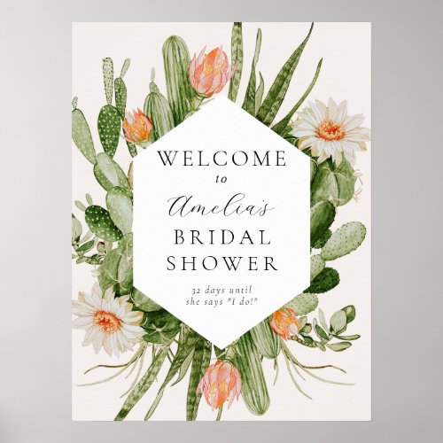 Boho Cactus Bridal Shower Welcome Sign