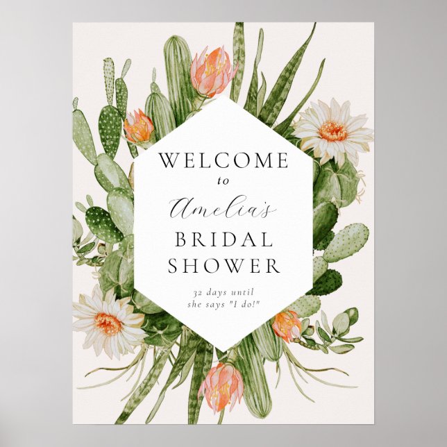 Boho Cactus Bridal Shower Welcome Sign (Front)