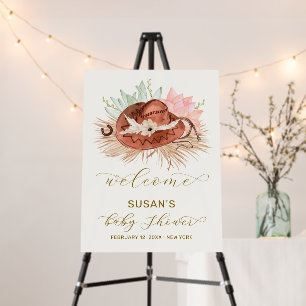 Boho Cactus Cowboy Hat Baby Shower Welcome Sign