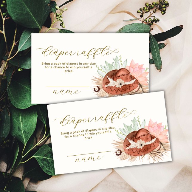 Boho Cactus Cowboy Hat Diaper Raffle Baby Shower  Enclosure Card (Boho Cactus Cowboy Hat Diaper Raffle Baby Shower Enclosure Card)