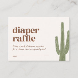 Boho Cactus Desert Baby Shower Diaper Raffle Enclosure Card | Zazzle