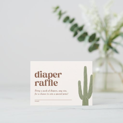 Boho Cactus Desert Baby Shower Diaper Raffle Enclosure Card | Zazzle