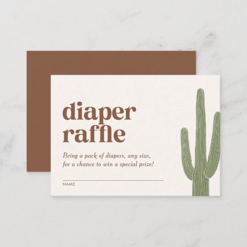 Boho Cactus Desert Baby Shower Diaper Raffle Enclosure Card