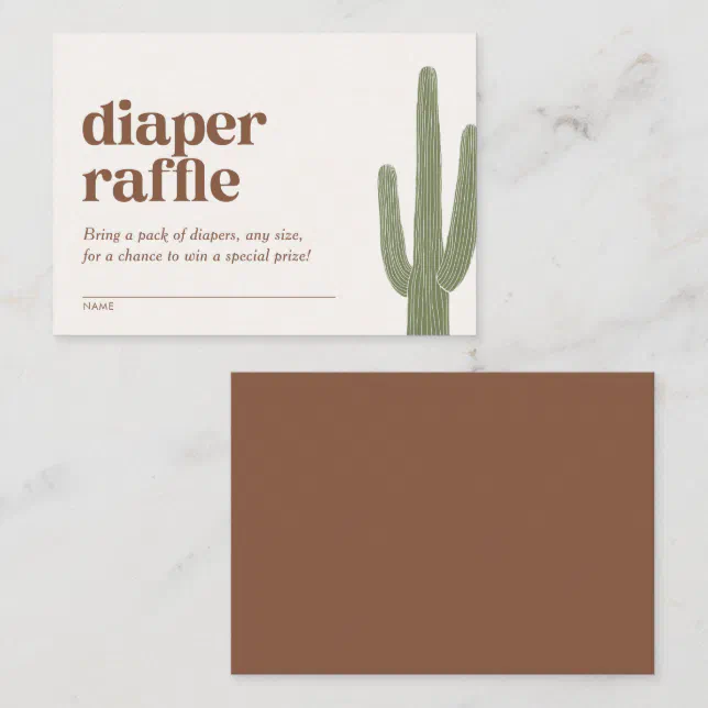 Boho Cactus Desert Baby Shower Diaper Raffle Enclosure Card | Zazzle