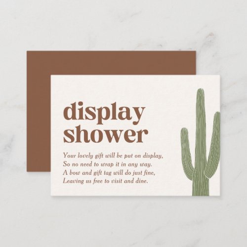 Boho Cactus Desert Baby Shower Display Shower Enclosure Card