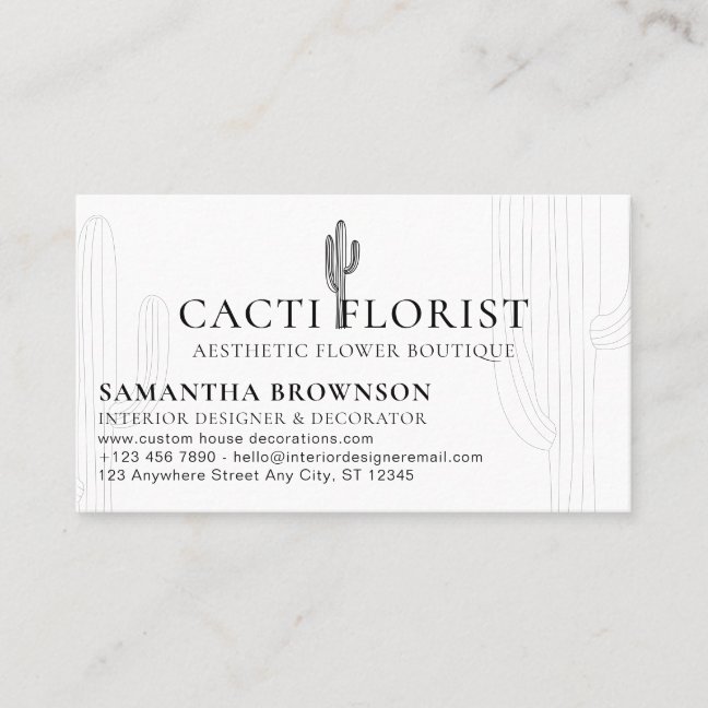 Boho Cactus Desert Flower Abstract Business Card