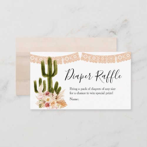 Boho Cactus Diaper Raffle Card