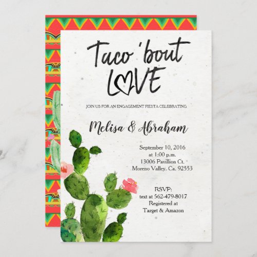 Boho Cactus Engagement Party Card