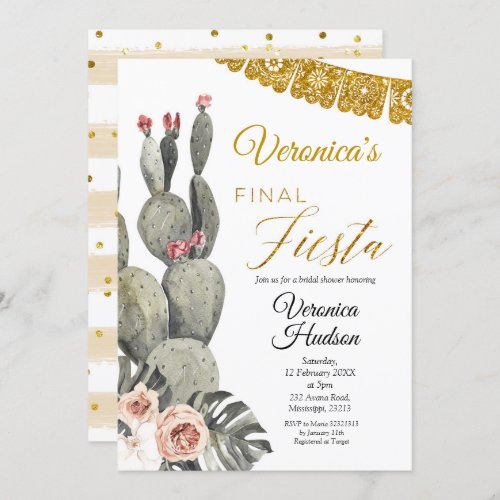 Boho Cactus Final Fiesta Bridal Shower Invitation