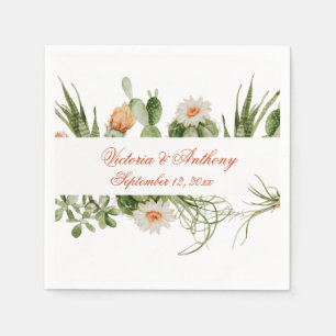 Boho Cactus Floral Rustic Napkins