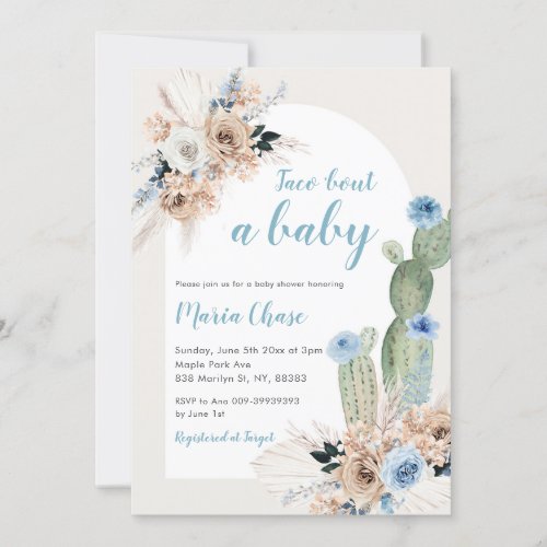 Boho Cactus Floral Taco Bout a Baby Show Invitation