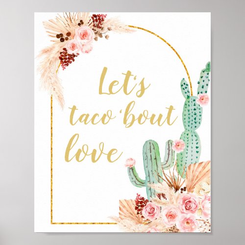 Boho Cactus Lets taco bout love Bridal Shower Poster
