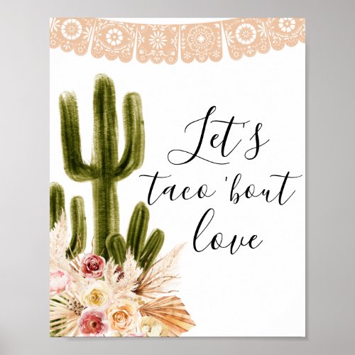 Boho Cactus Lets Taco bout love Sign