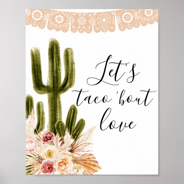 Boho Cactus Let's Taco 'bout love Sign (Front)
