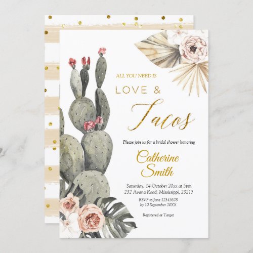 Boho Cactus Love and Tacos Bridal Shower Invitatio Invitation