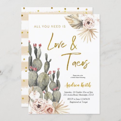 Boho Cactus Love and Tacos Bridal Shower Invitatio Invitation