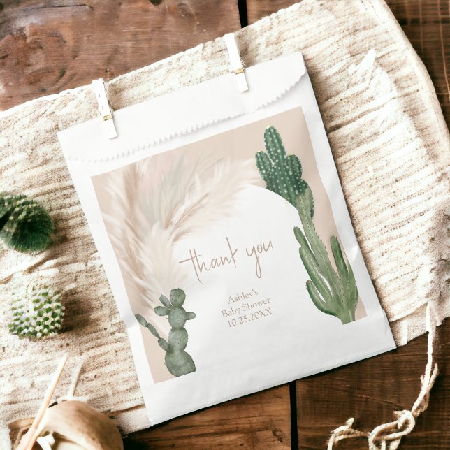 Boho cactus pampas arch desert baby shower  favor bag (Boho cactus pampas arch desert baby shower favor bag)