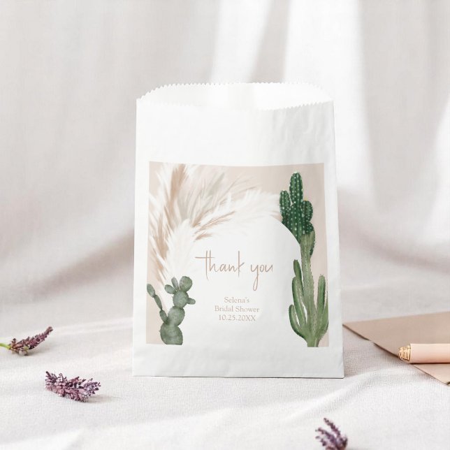 Boho cactus pampas arch desert bridal shower  favor bag (Boho cactus pampas arch desert bridal shower favor bag)