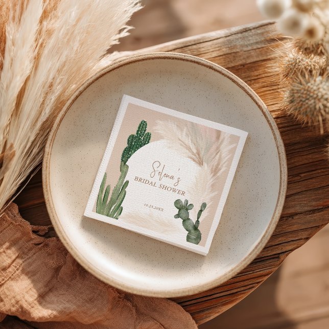 Boho cactus pampas arch desert bridal shower napkins (Boho cactus pampas arch desert bridal shower napkins)
