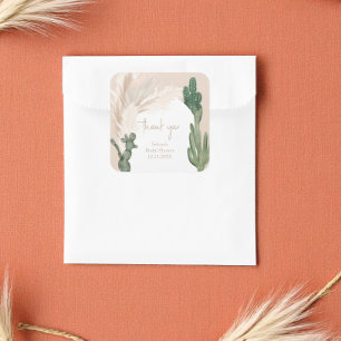 Boho cactus pampas arch desert bridal shower square sticker
