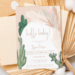 Boho cactus pampas arch hello baby shower invitation<br><div class="desc">hello Baby! Tropical Boho desert green cactus and pampas grass gender neutral hello baby shower wild cacti,  pampas watercolor, arch shaped with muted earth tones with light beige and terracotta colors.</div>