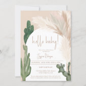 Boho cactus pampas arch hello baby shower invitation (Front)