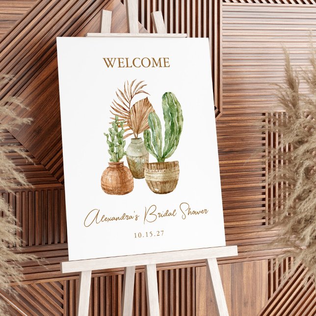 Boho Cactus Pampas Plant Bridal Shower Welcome  Foam Board (Creator Uploaded)