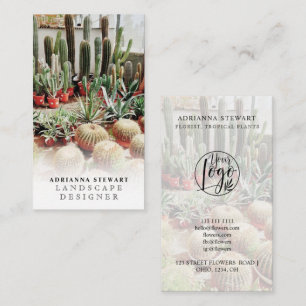 Boho cactus photo logo landscape designer business card