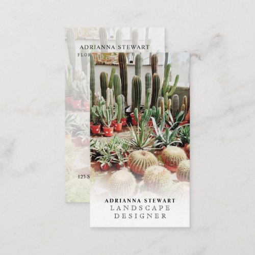 Boho cactus photo logo landscape designer business card
