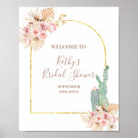Boho Cactus Pink Flower Bridal Shower Welcome Sign at Zazzle