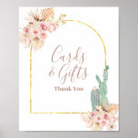 Boho Cactus Pink Flowers Cards &amp; Gifts Sign at Zazzle