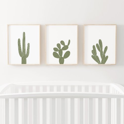 Boho Cactus Southwestern Nursery Wall Art Sets