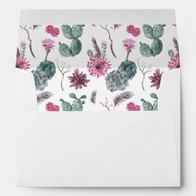 Boho Cactus, Succulent & Floral -  Wedding Envelope (Back (Bottom))