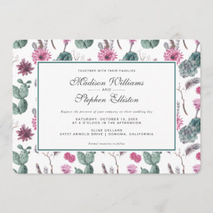 Boho Cactus, Succulent & Floral - Wedding Invitation