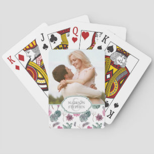 Boho Cactus, Succulent & Floral - Wedding Photo Poker Cards