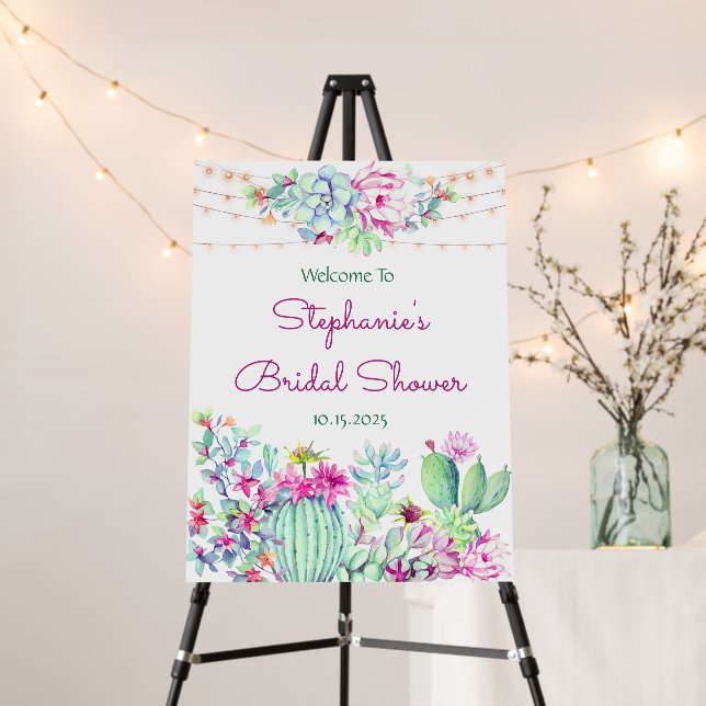 Boho Cactus Succulents Desert Bridal Shower Foam Board (In Situ (Stand))